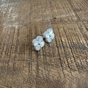 VCA Silver Floral Clover Stud Earrings